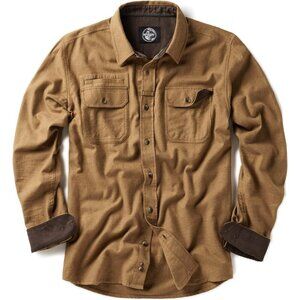 Mens Suede Wheat Brown Cotton Flannel Shirt Long Sleeve Casual Outdoor Plaid